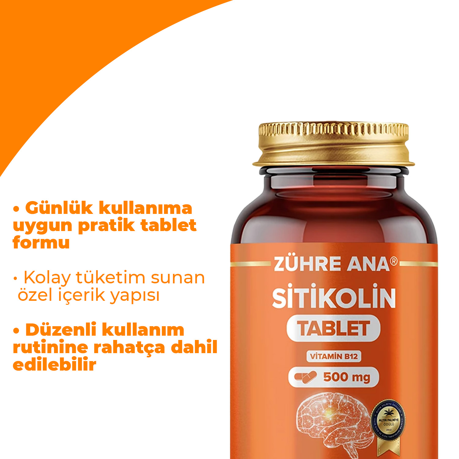 Zühre Ana Citicolin-500 mg 60 Tabletten enthalten Vitamin B12 – Bild 4