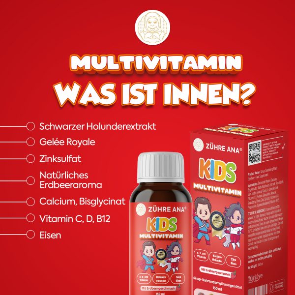 Zühre Ana Kids Multivitamin Erdbeersirup – Bild 3