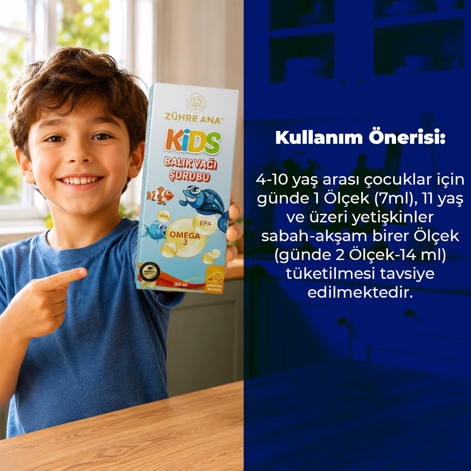 Zühre Ana Kids Omega-3 Fischöl-Sirup mit Orangengeschmack – 150 ml – Bild 4
