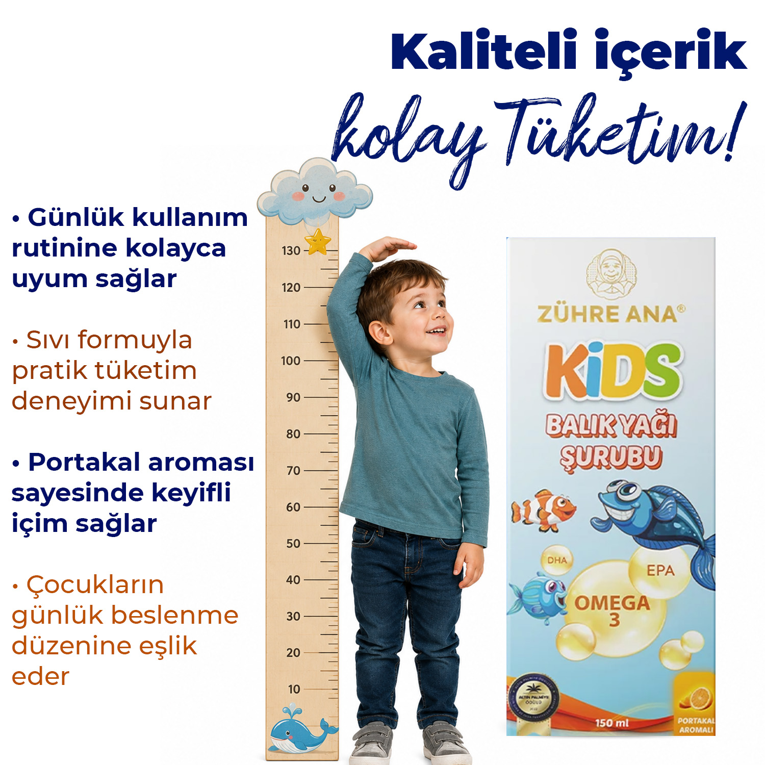 Zühre Ana Kids Omega-3 Fischöl-Sirup mit Orangengeschmack – 150 ml – Bild 6