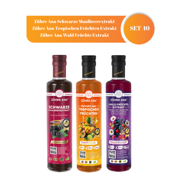 Fruchtextrakt-Set (Schwarzer Maulbeerextrakt, Wildfruchextrakt und Tropischer Fruchtextrakt)