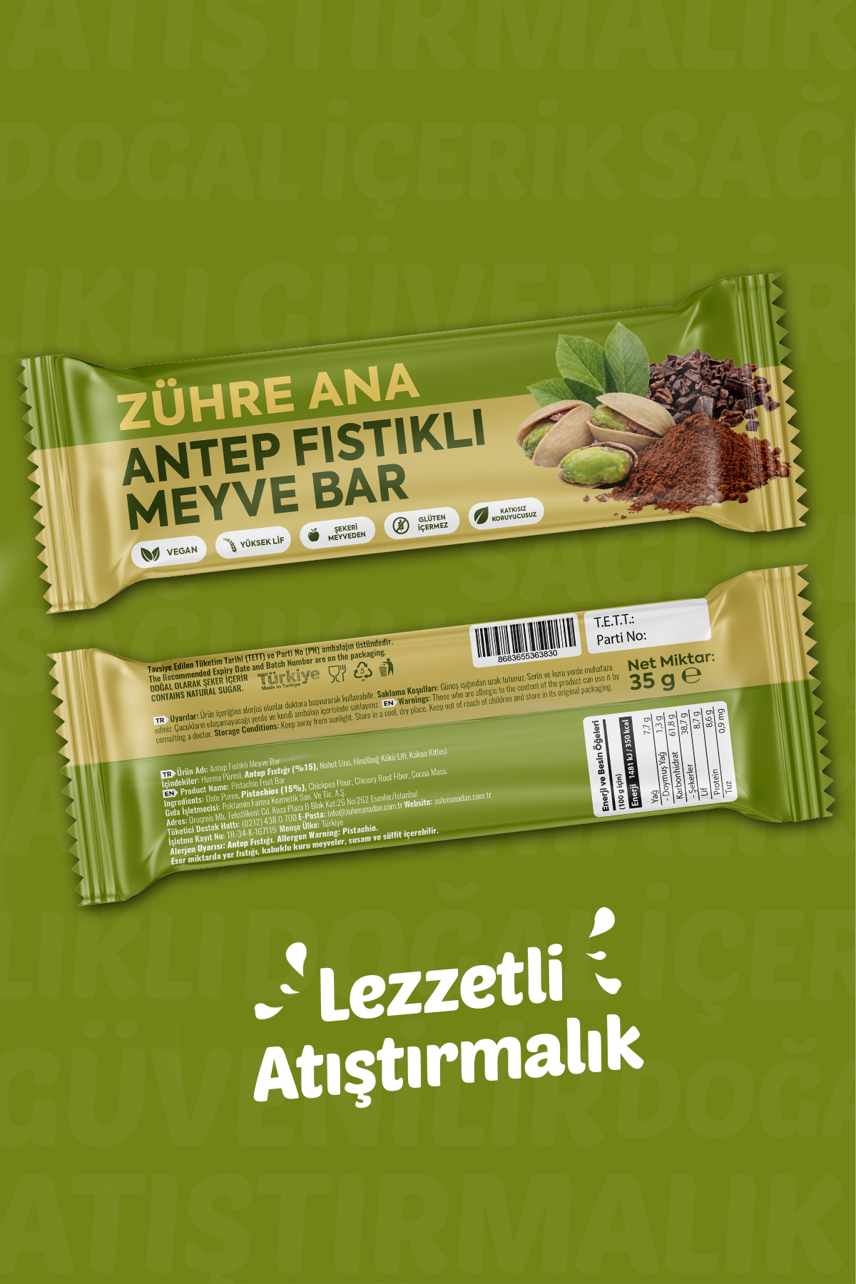 ZÜHRE ANA Fruchtrıegel Mıt Antep-Pıstachıen, 12 Stück – Bild 2