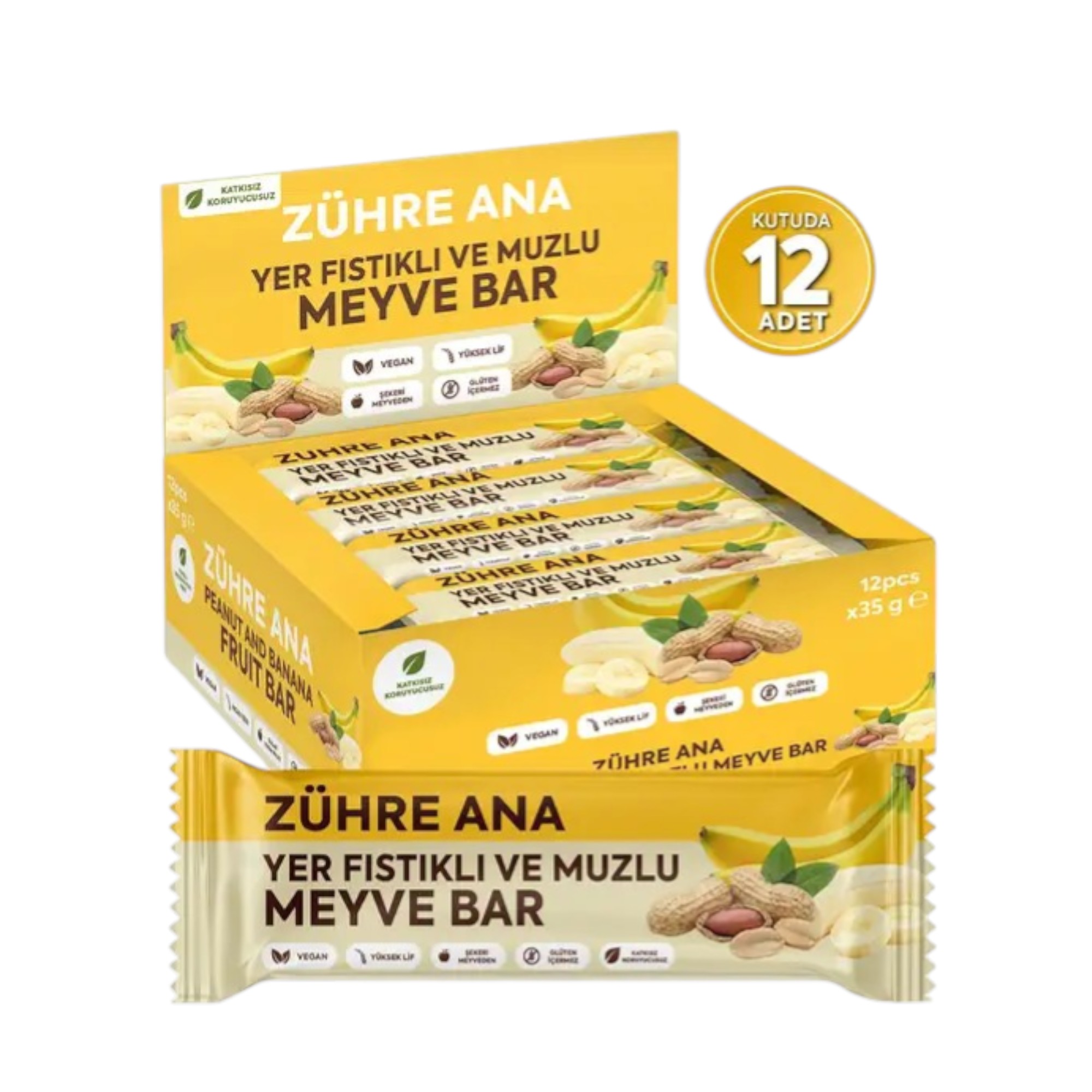 ZÜHRE ANA Erdnuss- und Bananen-Fruchtriegel, 12 Stück