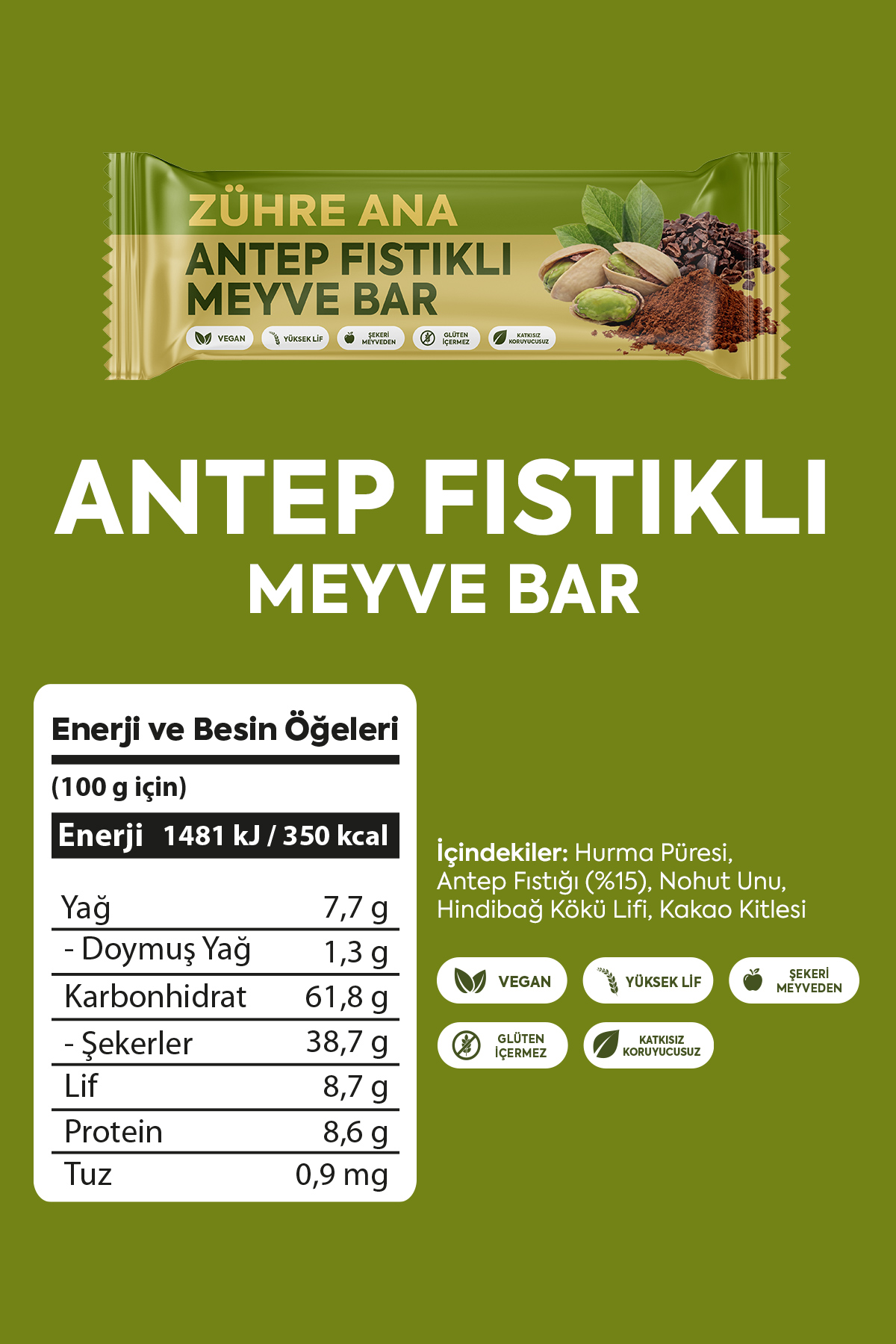 ZÜHRE ANA Fruchtrıegel Mıt Antep-Pıstachıen, 12 Stück – Bild 4