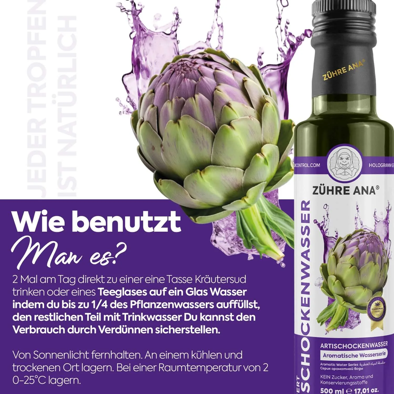 Zühre Ana Artischockenwasser 500 ml – Verwendung