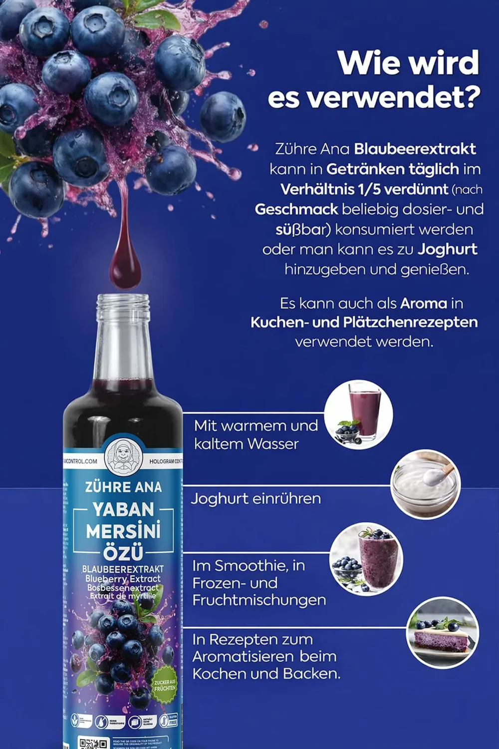 Zühre Ana Blaubeerextrakt 640 g – Verwendung
