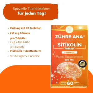 Zühre Ana Citicolin Tabletten 60 Tabletten – Packung