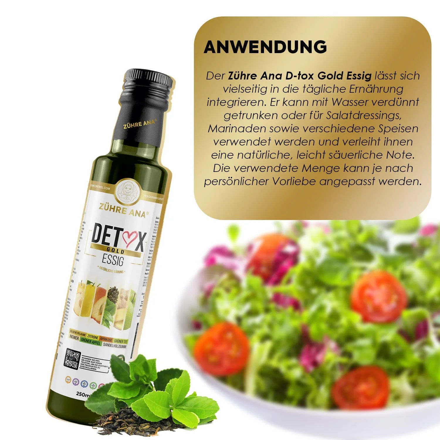 Zühre Ana Gold Essig 250 ml – Ansicht 1
