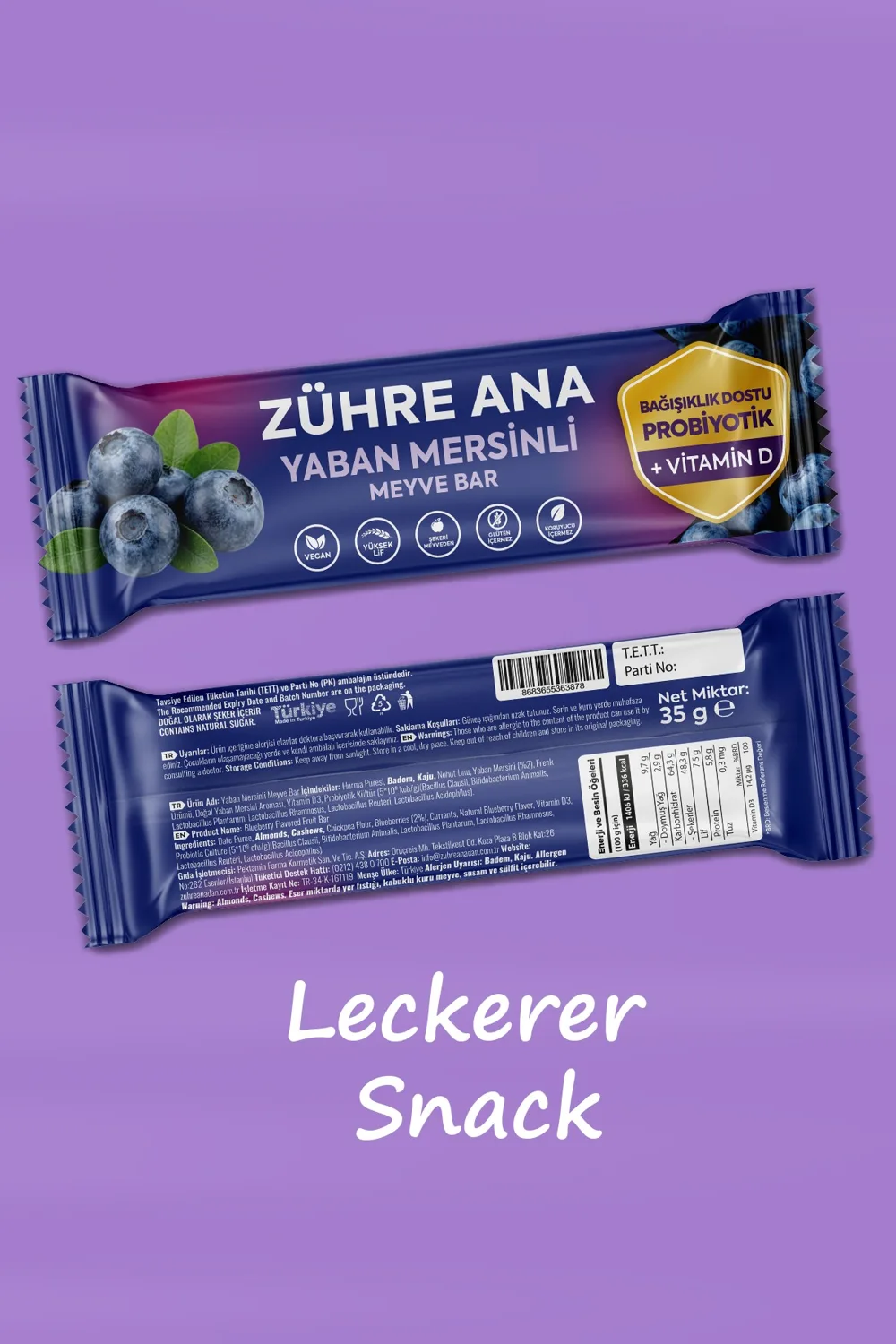 Zühre Ana Heidelbeer-Fruchtriegel 420 g – Snack