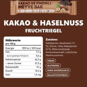 Zühre Ana Kakao-Haselnuss-Fruchtriegel 420 g – Nährwerte