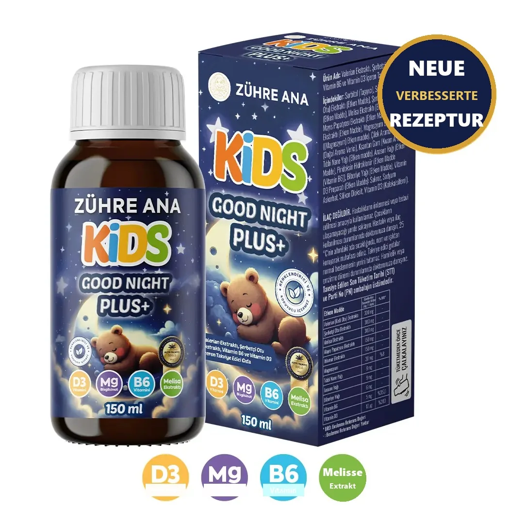 Zühre Ana Kids Good Night Plus Sirup 150 ml – Flasche und Verpackung
