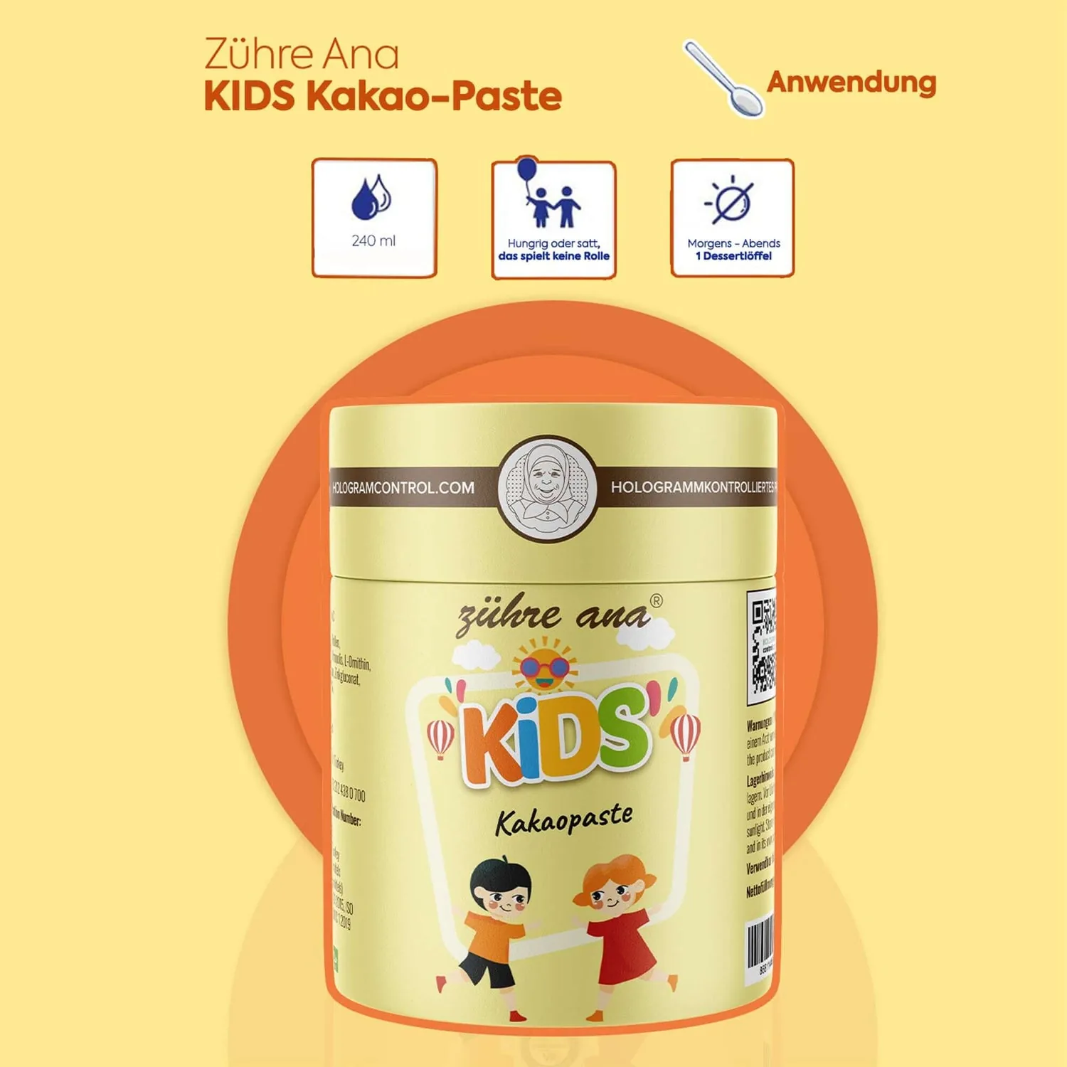 Zühre Ana Kids Kakaopaste 240 g – Verzehrempfehlung