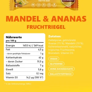Zühre Ana Mandel-Ananas-Fruchtriegel 420 g – Nährwerte