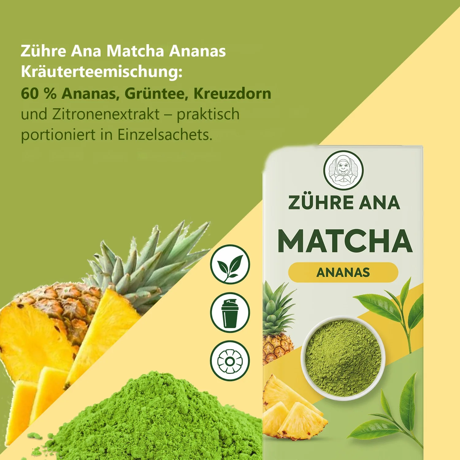 Zühre Ana Matcha Ananas 160 g – Zutaten