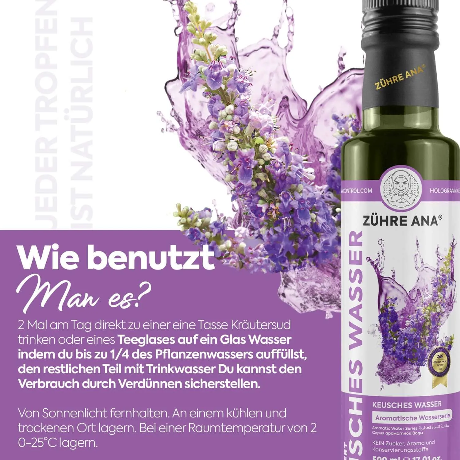 Zühre Ana Mönchspfefferwasser 500 ml – Verwendung