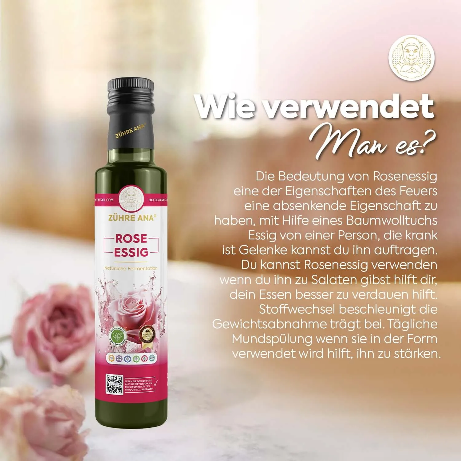 Zühre Ana Rosenessig 500 ml – Ansicht 1
