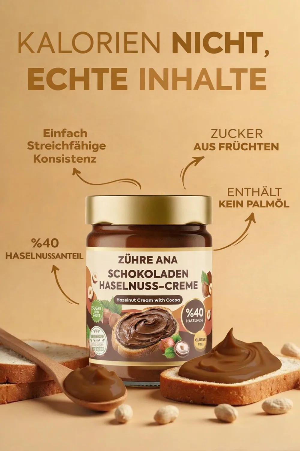 Zühre Ana Schokoladen-Haselnuss-Creme 315 g – Ansicht 2