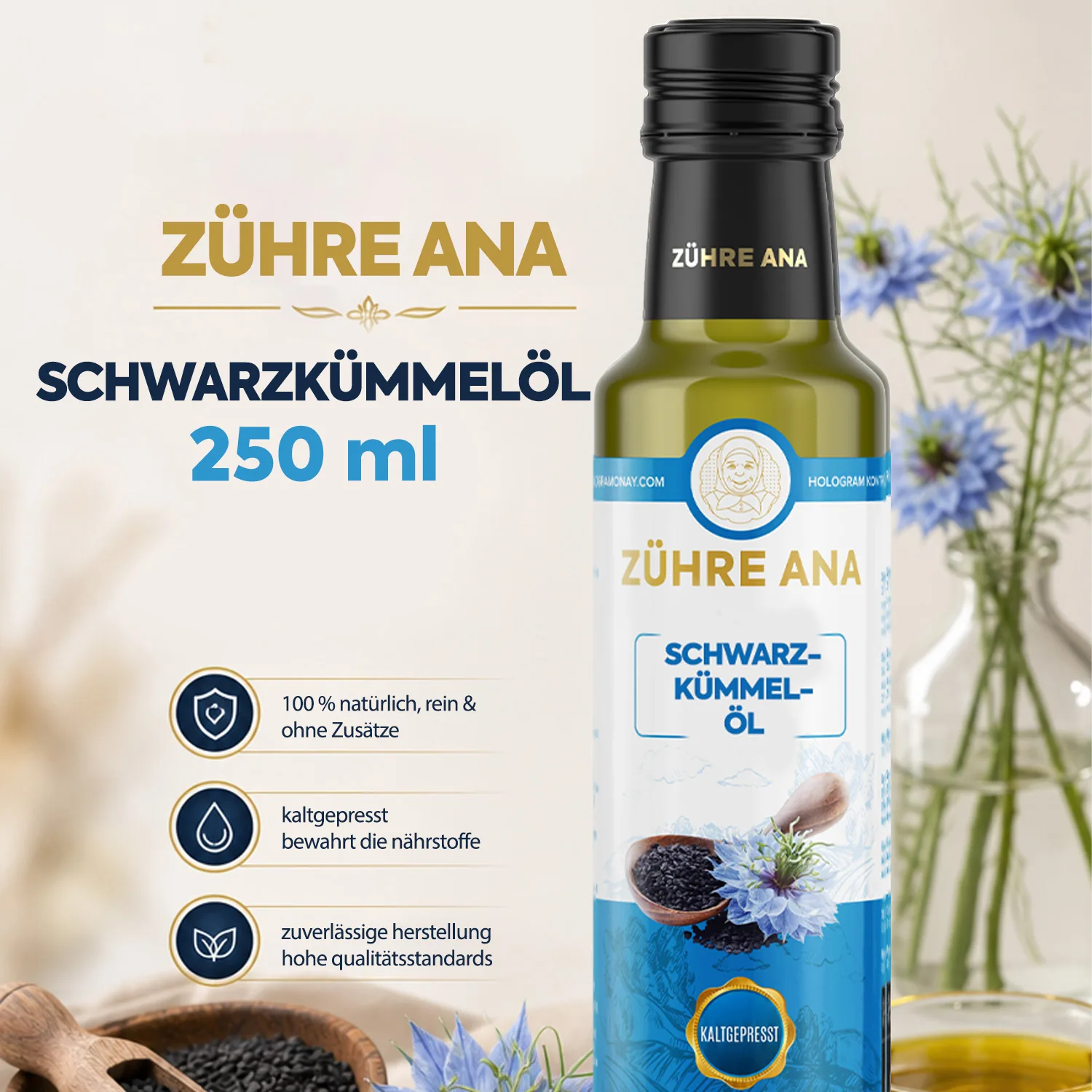 Zühre Ana Schwarzkümmelöl 250 ml – kaltgepresst