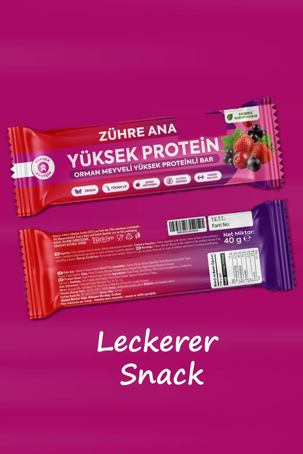 Zühre Ana Waldfrucht-Proteinriegel 480 g – Snack